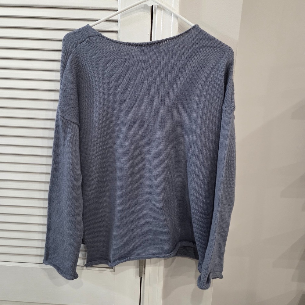 KLD Blue-Gray Lightweight Knit Sweater "Champagne Please"Small - Picture 2 of 8